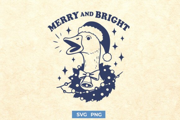 Merry and Bright Goose Funny SVG PNG Review